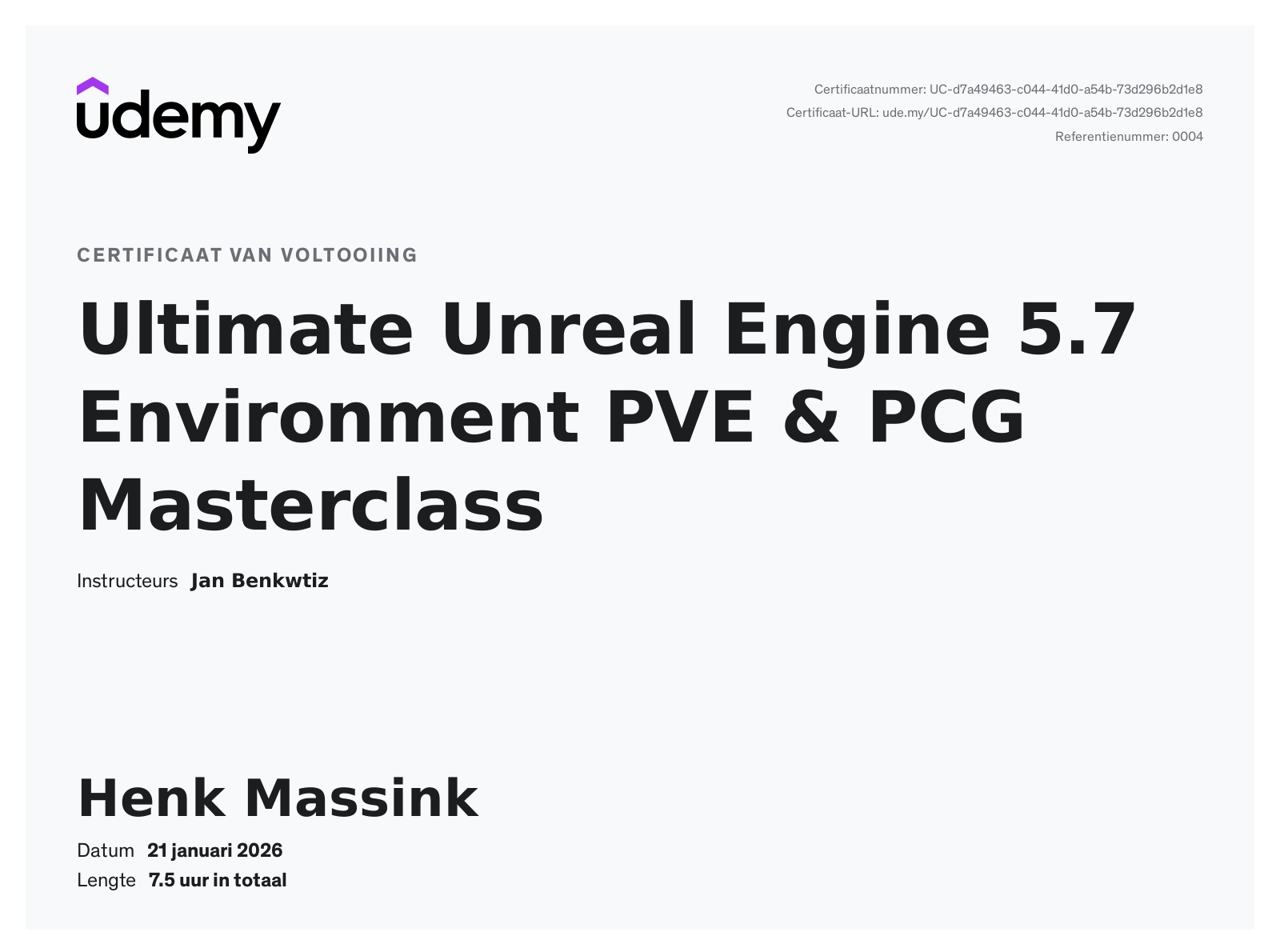 Certificaat Udemy